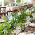 5 Tables with Greenery Runner and Tree Ideas